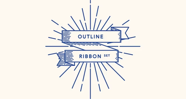 Retro-Outline-Ribbon-Vector-Set