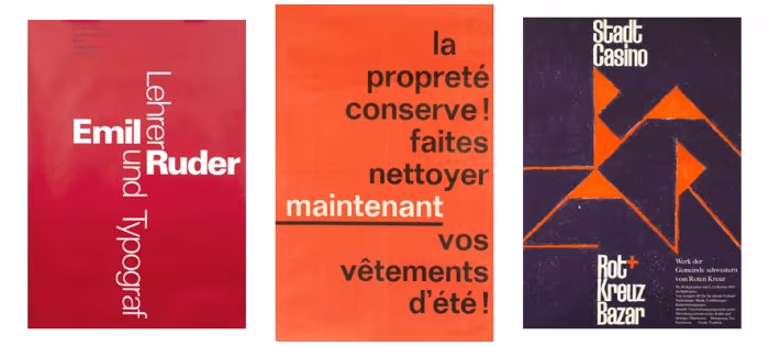 Plakaty wykorzystujące wyłącznie kroje beszeryfowe (1, 2, 3), International Poster Gallery