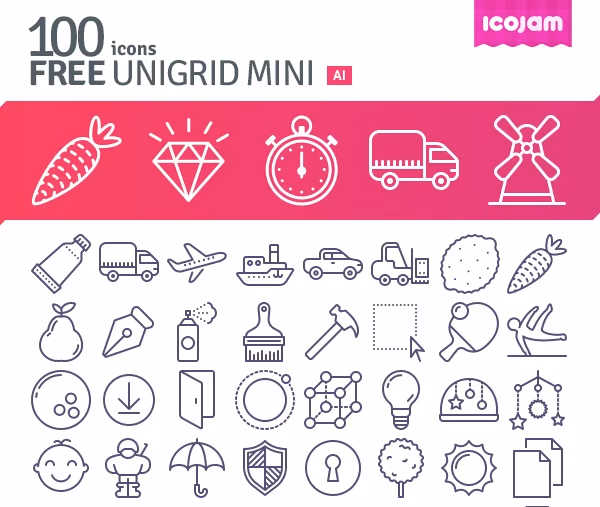 100-free-Unigrid-vector-icons