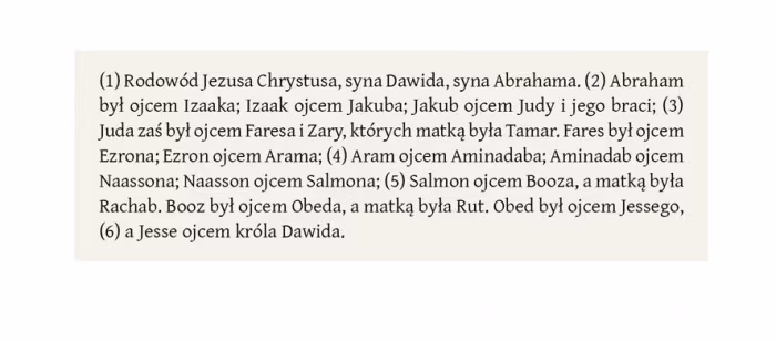 Rys. 1 Wersety Biblii oznaczone numerami ujętymi w nawiasy