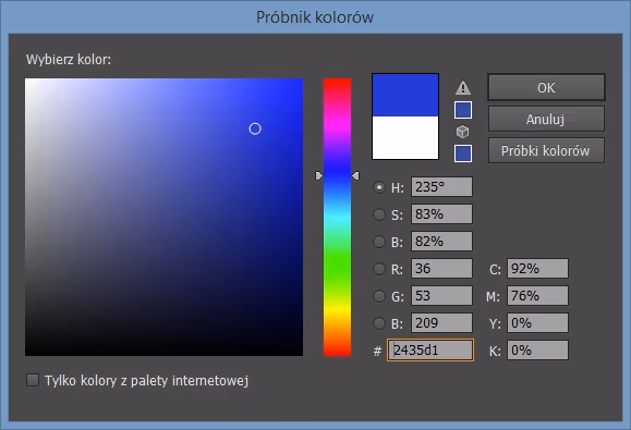 Próbnik kolorów programu Adobe Illustrator CC 2014