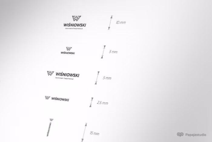 Minimalny rozmiar logo - Księga Znaku dla firmy Wiśniowski