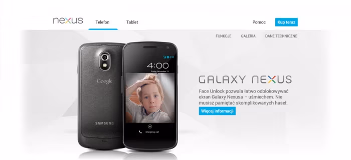 Strona telefonu Nexus