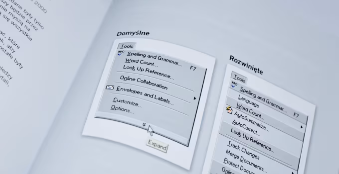 Menu programu Office jako przykład złego rozwiązania