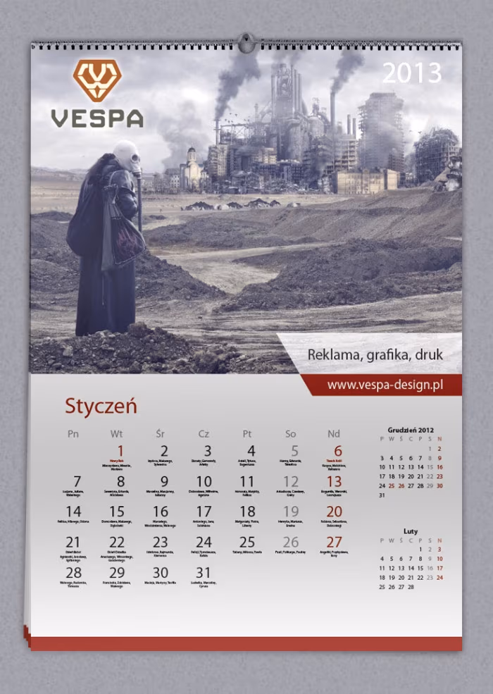 12 Projektujemy kalendarz z imieninami Indesign Kalendarium