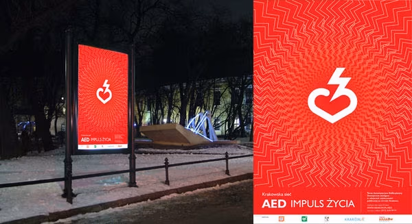 Logo i kampania informacyjna AED