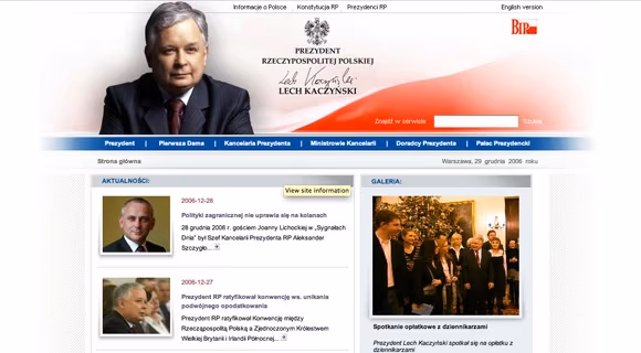 Strona Prezydenta za kadencji Lecha Kaczyńskiego