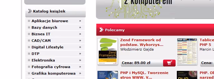 Menu pionowe serwisu helion.pl