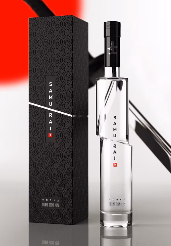Interesująca butelka oraz opakowanie wódki Vodka SAMURAI. via behance